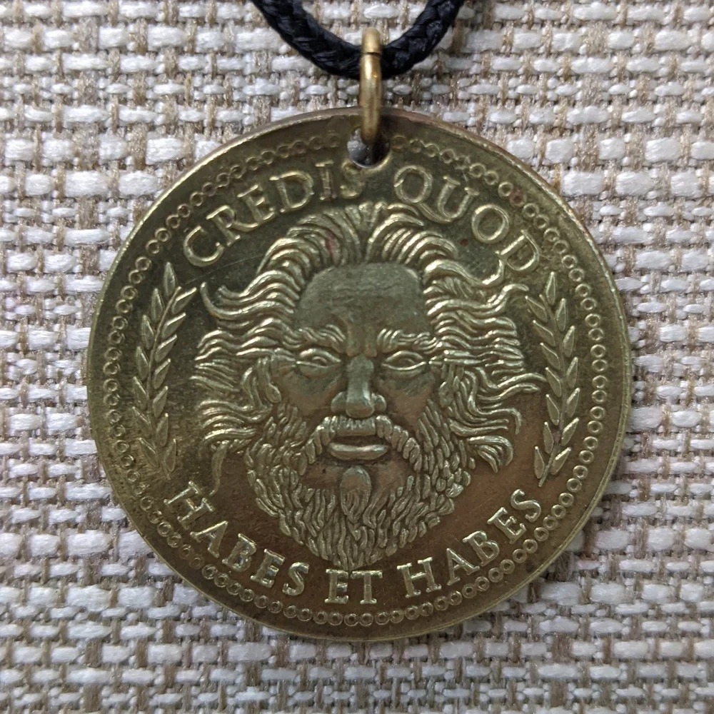 Caesars Palace Vintage Souvenir Medallion On Black Nylon Cord, 1996-2002